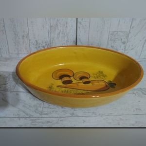 1970s Los Angeles Potteries Yellow Mustard Oval Serving Bowl